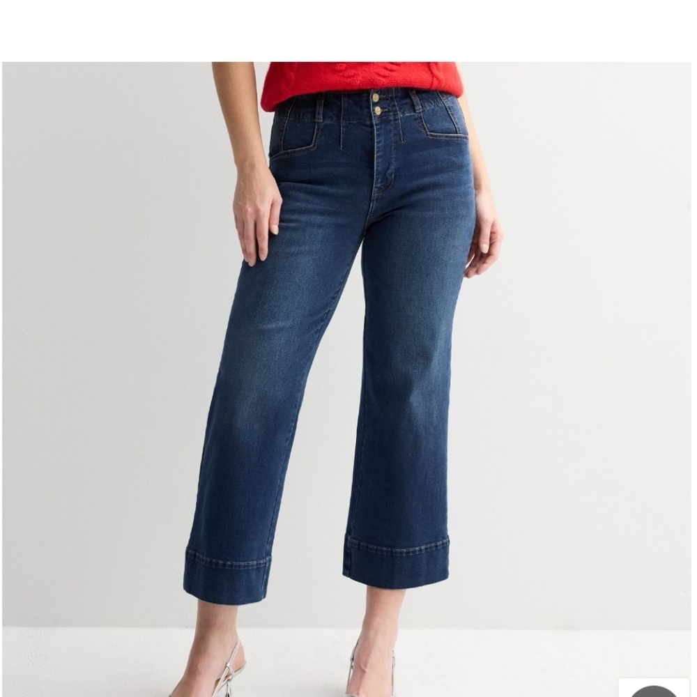 Women's Draper James Wide Leg Denim Trousers, High Waisted, Dark Wash, Size 16